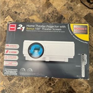 RCA, 480P LCD HD Home Theater Projector with Bonus 100" Fold up Projector Screen